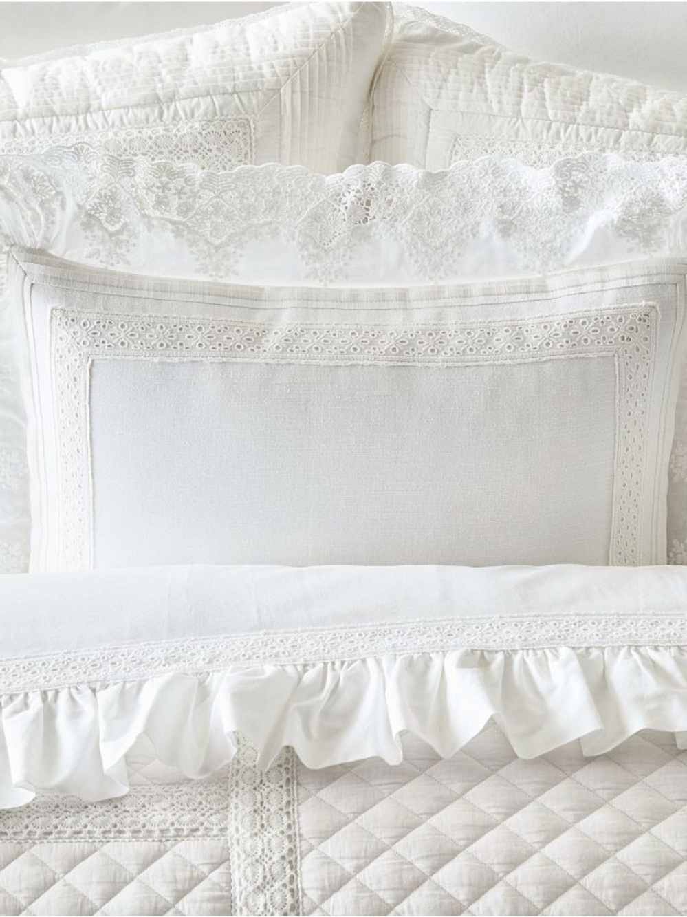 LoveShackFancy x Pottery Barn Collab Lace Crochet Lumbar Throw Pillow Cover